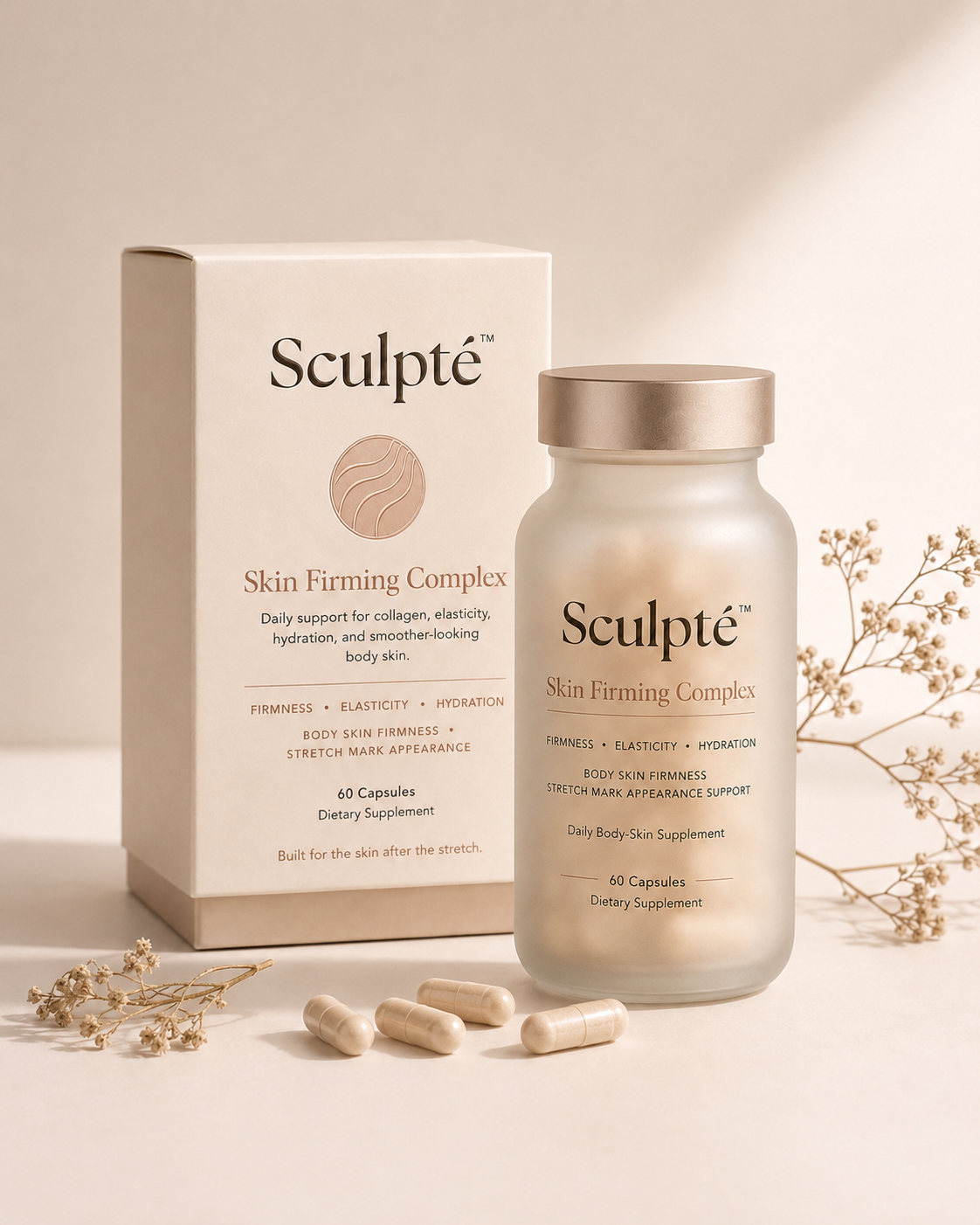 Sculpt&eacute; Skin Firming Complex bottle and box